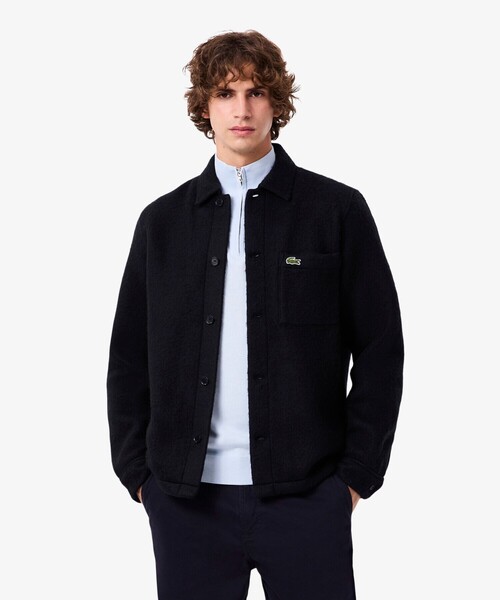 LACOSTE(ラコステ)の「ウールブレンドフェルトオーバーサイズ アウターシャツ(シャツ/ブラウス・メンズ・グリーン/ダークネイビー・38/39/40/41)」の2枚目の写真