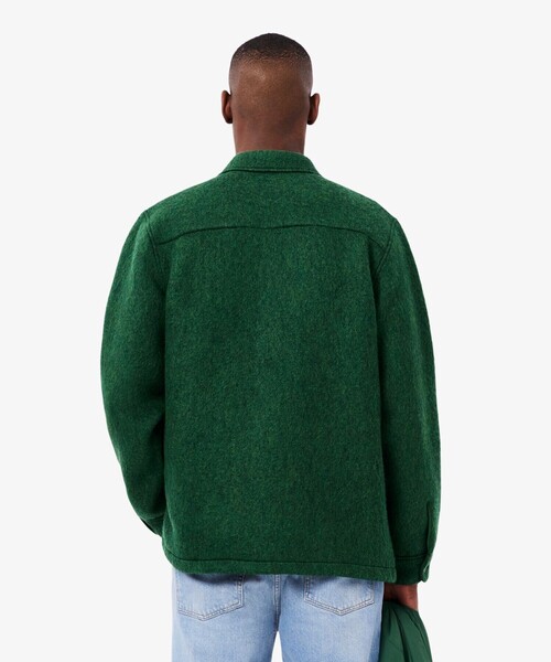 LACOSTE ウールシャツ セール】ウールブレンドフェルトオーバーサイズ アウターシャツ