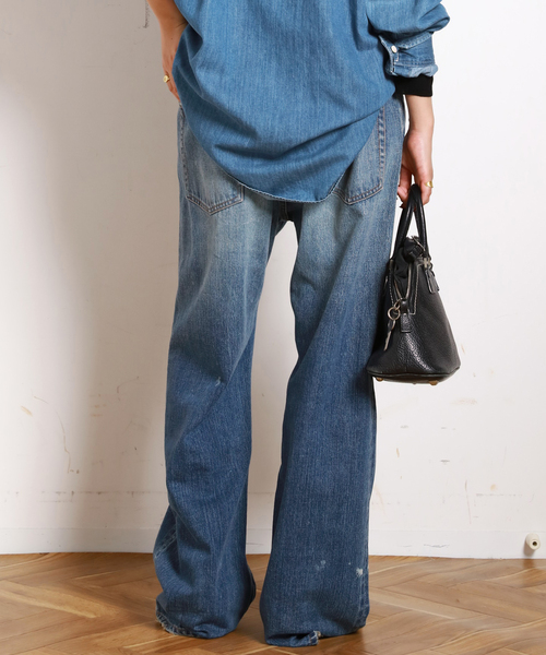 DENIM DELIGHT DAYS （デニム デライト デイズ）の「【DENIM DELIGHT DAYS】SELVEDGE STRAIGHT JEANS（デニムパンツ・レディース・ライトブルー・40/34/38/36）」の3枚目の写真