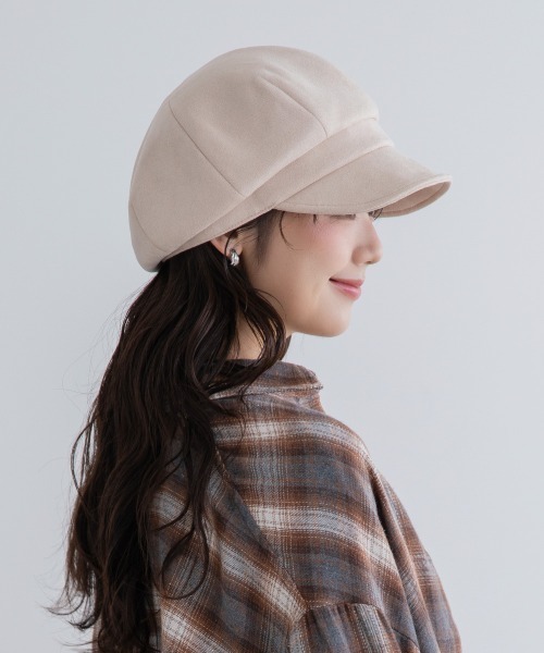 polcadot（ポルカドット）の「静電フェイクスエード キャスケット（キャスケット・レディース・ブラック/ライトベージュ/グレイッシュベージュ・FREE）」の4枚目の写真