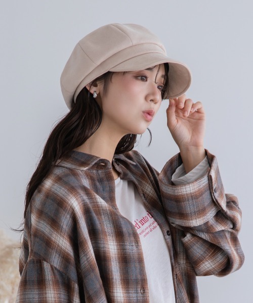 polcadot（ポルカドット）の「静電フェイクスエード キャスケット（キャスケット・レディース・ブラック/ライトベージュ/グレイッシュベージュ・FREE）」の5枚目の写真