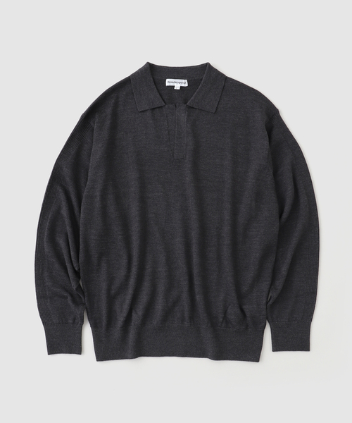 cabaret poval(キャバレーポバール)の「cabaret poval / キャバレーポバール MELANGE SKIPPER KNIT ポロシャツ(ポロシャツ・メンズ・チャコールグレー/ベージュ・LARGE/MEDIUM)」の2枚目の写真