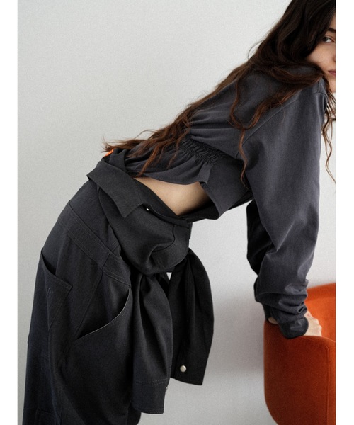 Katrin TOKYO（カトリーントーキョー）の「【UNIVERSAL OVERALL×Katrin TOKYO】back shirring body suit（Tシャツ/カットソー・レディース・ネイビー系/ホワイト/ピンク・FREE/XS）」の6枚目の写真