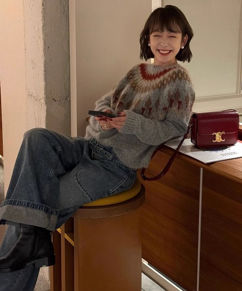 meJane（ミージェーン）の「ノルディックジャガード ニットプルオーバー（ニット/セーター・レディース・グレー系/ネイビー系・FREE）」の10枚目の写真