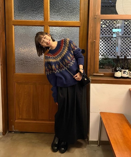 meJane（ミージェーン）の「ノルディックジャガード ニットプルオーバー（ニット/セーター・レディース・グレー系/ネイビー系・FREE）」の5枚目の写真