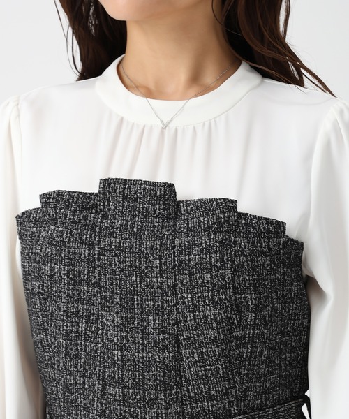 新品タグ付き♡ミストレアス♡コンパクトツイードビスチェ♡ブラック MISCH MASCH（ミッシュマッシュ）の「2025秋冬新作 ビスチェ風ツイード