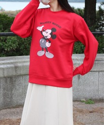 【DISNEY/ディズニー】ミッキーマウス裏起毛プリントクルーネックトレーナー