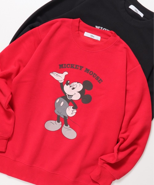 Disney（ディズニー）の「【DISNEY/ディズニー】ミッキーマウス裏起毛プリントクルーネックトレーナー（スウェット・レディース・ブラック/オートミール/ネイビー/レッド・MEDIUM/LARGE）」の12枚目の写真