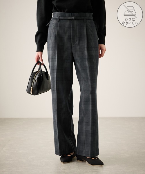 セール】裏起毛無地＆チェックアソートワイドパンツ/防シワ（その他