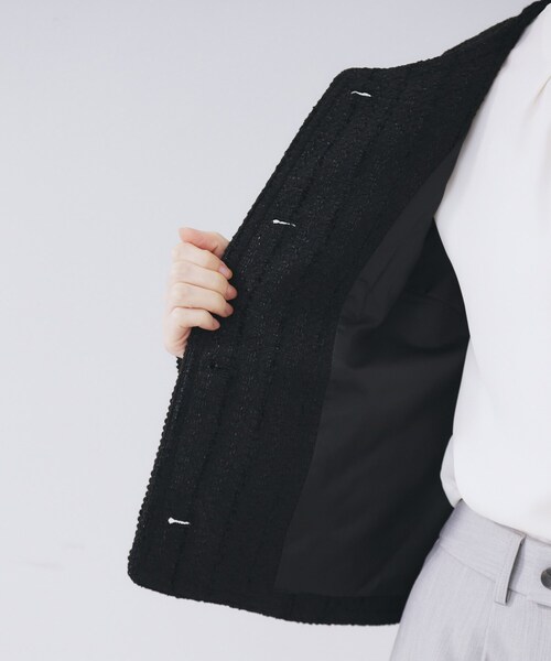 index（インデックス）の「ファンシーツイードノーカラージャケット【洗える】（ノーカラージャケット・レディース・ブラック/ベージュ系その他7/ブラック系3・42/40/38/36）」の7枚目の写真