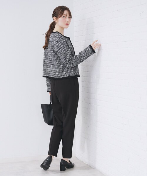 index（インデックス）の「ファンシーツイードノーカラージャケット【洗える】（ノーカラージャケット・レディース・ブラック/ベージュ系その他7/ブラック系3・42/40/38/36）」の11枚目の写真