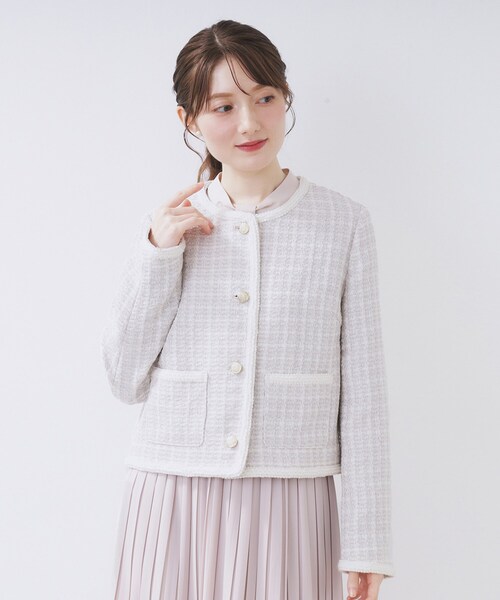 index（インデックス）の「ファンシーツイードノーカラージャケット【洗える】（ノーカラージャケット・レディース・ブラック/ベージュ系その他7/ブラック系3・42/40/38/36）」の19枚目の写真