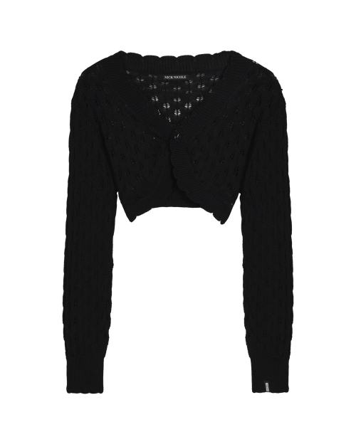 NICK&NICOLE(ニックアンドニコール)の「WAVE PUNCHING CROP CARDIGAN_BLACK(カーディガン/ボレロ・レディース・その他・FREE)」の4枚目の写真