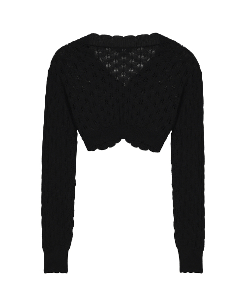NICK&NICOLE(ニックアンドニコール)の「WAVE PUNCHING CROP CARDIGAN_BLACK(カーディガン/ボレロ・レディース・その他・FREE)」の5枚目の写真