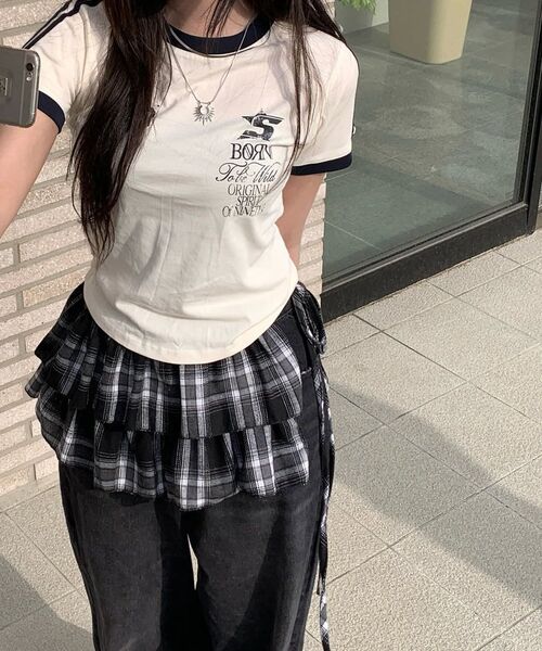 1993STUDIO（1993スタジオ）の「93トラッククロップリンガーティーシャツ_ネイビー（Tシャツ/カットソー・レディース・その他・FREE）」の5枚目の写真