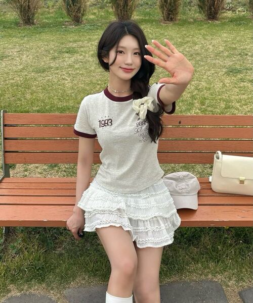1993STUDIO（1993スタジオ）の「93トラッククロップリンガーティーシャツ_ネイビー（Tシャツ/カットソー・レディース・その他・FREE）」の6枚目の写真