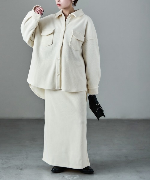 Fashion Letter（ファッションレター）の「セットアップ可能 裏フリース コーデュロイ シャツジャケット（シャツ/ブラウス・レディース・ブラウン/ブラック/アイボリー・M）」の4枚目の写真