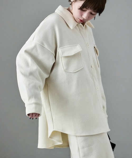 Fashion Letter（ファッションレター）の「セットアップ可能 裏フリース コーデュロイ シャツジャケット（シャツ/ブラウス・レディース・ブラウン/ブラック/アイボリー・M）」の6枚目の写真