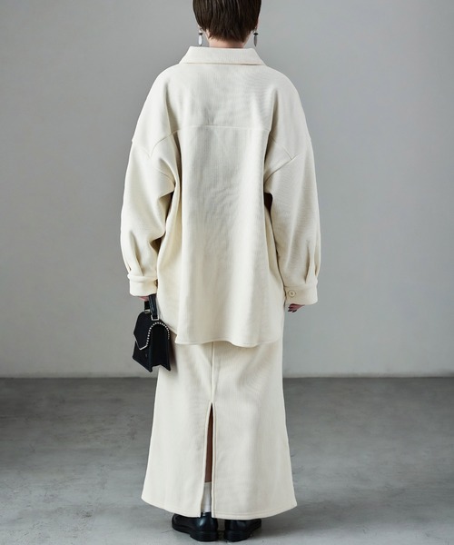 Fashion Letter（ファッションレター）の「セットアップ可能 裏フリース コーデュロイ シャツジャケット（シャツ/ブラウス・レディース・ブラウン/ブラック/アイボリー・M）」の8枚目の写真