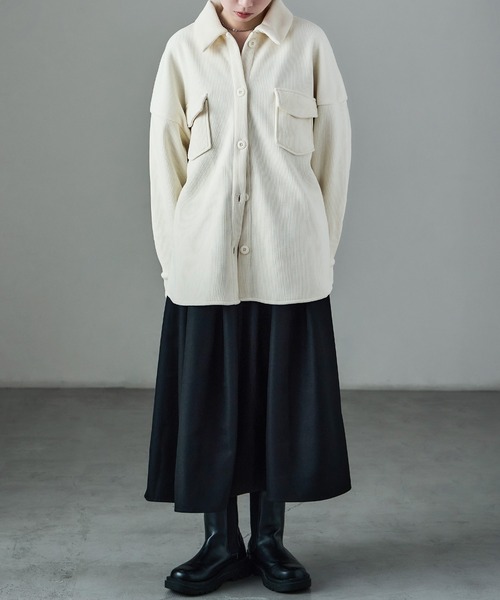 Fashion Letter（ファッションレター）の「セットアップ可能 裏フリース コーデュロイ シャツジャケット（シャツ/ブラウス・レディース・ブラウン/ブラック/アイボリー・M）」の10枚目の写真