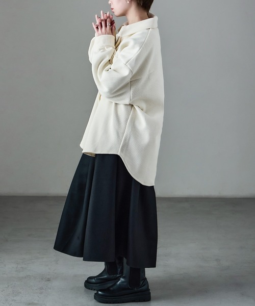 Fashion Letter（ファッションレター）の「セットアップ可能 裏フリース コーデュロイ シャツジャケット（シャツ/ブラウス・レディース・ブラウン/ブラック/アイボリー・M）」の11枚目の写真