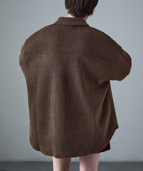 Fashion Letter（ファッションレター）の「セットアップ可能 裏フリース コーデュロイ シャツジャケット（シャツ/ブラウス・レディース・ブラウン/ブラック/アイボリー・M）」の17枚目の写真