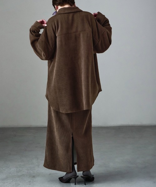 Fashion Letter（ファッションレター）の「セットアップ可能 裏フリース コーデュロイ シャツジャケット（シャツ/ブラウス・レディース・ブラウン/ブラック/アイボリー・M）」の20枚目の写真