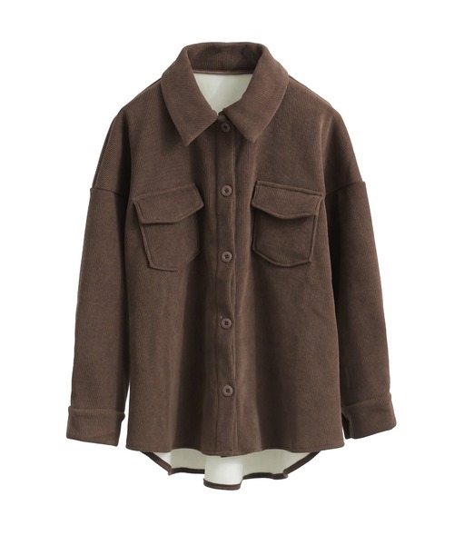 Fashion Letter（ファッションレター）の「セットアップ可能 裏フリース コーデュロイ シャツジャケット（シャツ/ブラウス・レディース・ブラウン/ブラック/アイボリー・M）」の22枚目の写真