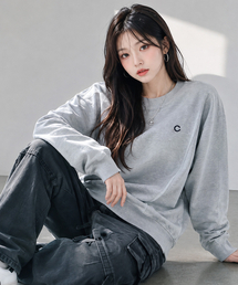女性 切り替え 変形 スウェットTシャツ - グレー