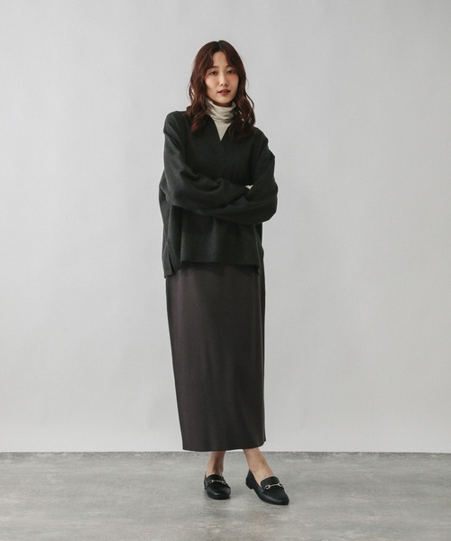 GLOBAL WORK（グローバルワーク）の「フワフワHugmeスキッパー/598019（ニット/セーター・レディース・チャコールグレー/グレー/ダークブラウン・LARGE/MEDIUM）」の4枚目の写真