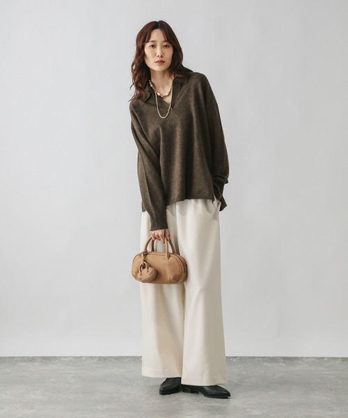 GLOBAL WORK（グローバルワーク）の「フワフワHugmeスキッパー/598019（ニット/セーター・レディース・チャコールグレー/グレー/ダークブラウン・LARGE/MEDIUM）」の12枚目の写真