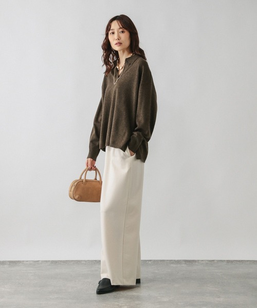 GLOBAL WORK（グローバルワーク）の「フワフワHugmeスキッパー/598019（ニット/セーター・レディース・チャコールグレー/グレー/ダークブラウン・LARGE/MEDIUM）」の13枚目の写真