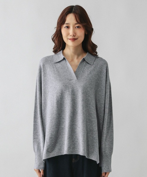 GLOBAL WORK（グローバルワーク）の「フワフワHugmeスキッパー/598019（ニット/セーター・レディース・チャコールグレー/グレー/ダークブラウン・LARGE/MEDIUM）」の16枚目の写真