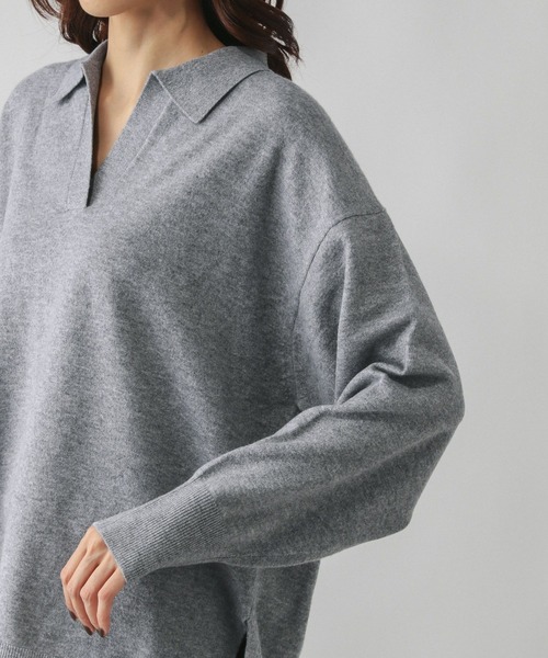 GLOBAL WORK（グローバルワーク）の「フワフワHugmeスキッパー/598019（ニット/セーター・レディース・チャコールグレー/グレー/ダークブラウン・LARGE/MEDIUM）」の21枚目の写真