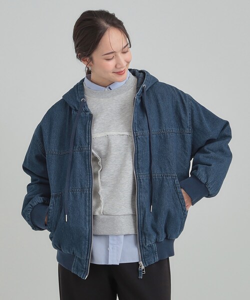 セール】デニム中綿フーディーブルゾン（ブルゾン）｜Cutie Blonde