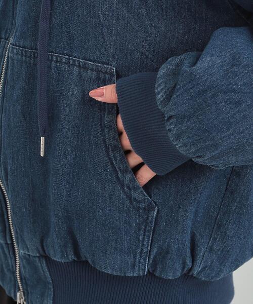 Cutie Blonde（キューティーブロンド）の「【ダブルZIP】大人カジュアルスタイルに デニム中綿フーディーブルゾン（ブルゾン・レディース・ブラック/ネイビー・00）」の16枚目の写真