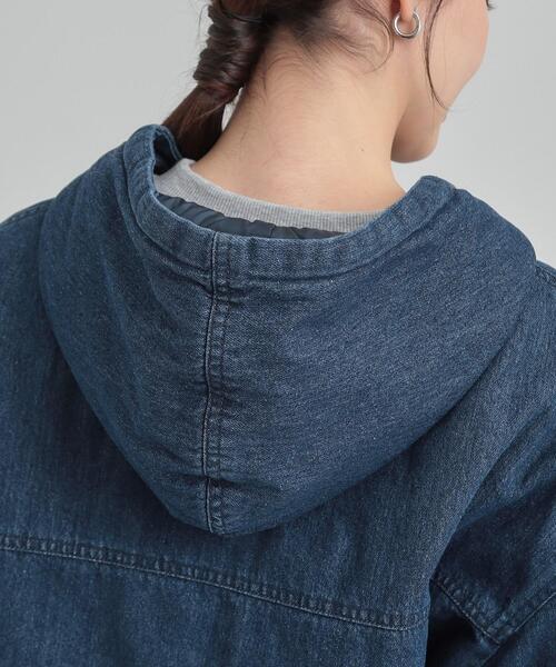 Cutie Blonde（キューティーブロンド）の「【ダブルZIP】大人カジュアルスタイルに デニム中綿フーディーブルゾン（ブルゾン・レディース・ブラック/ネイビー・00）」の18枚目の写真