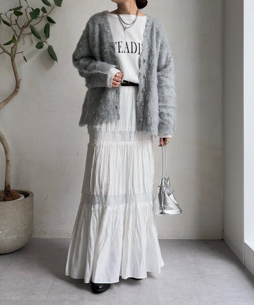 DouDou（ドゥドゥ）の「ブラッシュ加工シルバーボタンカーディガン（カーディガン/ボレロ・レディース・ミント/グレー/ピンク/オフホワイト・FREE）」の15枚目の写真