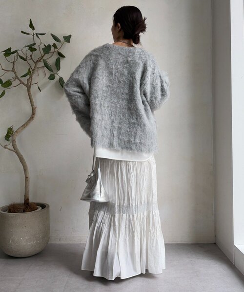 DouDou（ドゥドゥ）の「ブラッシュ加工シルバーボタンカーディガン（カーディガン/ボレロ・レディース・ミント/グレー/ピンク/オフホワイト・FREE）」の18枚目の写真