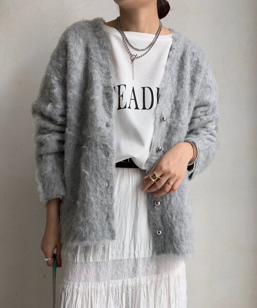 DouDou（ドゥドゥ）の「ブラッシュ加工シルバーボタンカーディガン（カーディガン/ボレロ・レディース・ミント/グレー/ピンク/オフホワイト・FREE）」の20枚目の写真