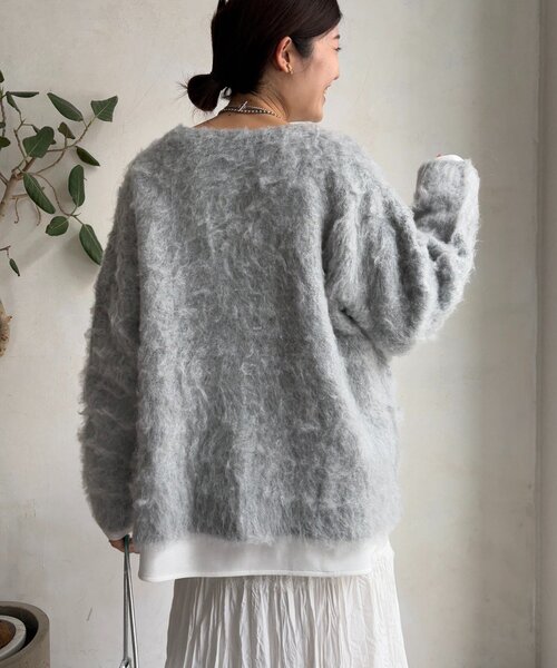 DouDou（ドゥドゥ）の「ブラッシュ加工シルバーボタンカーディガン（カーディガン/ボレロ・レディース・ミント/グレー/ピンク/オフホワイト・FREE）」の22枚目の写真