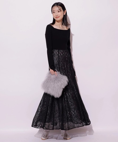 Mystrada(マイストラーダ)の「コードレースドッキングワンピース(ワンピース・レディース・ベージュ系その他/ブラック/ピンクベージュ・36/38)」の1枚目の写真