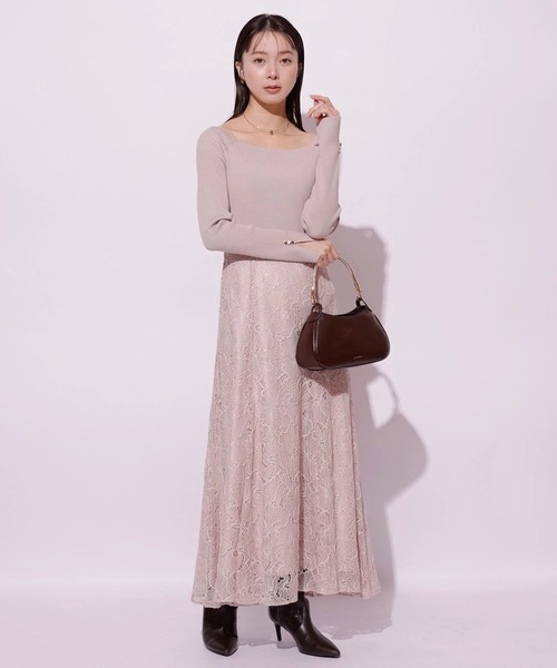 Mystrada(マイストラーダ)の「コードレースドッキングワンピース(ワンピース・レディース・ベージュ系その他/ブラック/ピンクベージュ・36/38)」の5枚目の写真