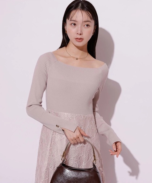 Mystrada(マイストラーダ)の「コードレースドッキングワンピース(ワンピース・レディース・ベージュ系その他/ブラック/ピンクベージュ・36/38)」の8枚目の写真