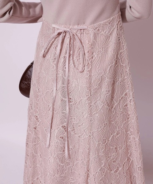 Mystrada(マイストラーダ)の「コードレースドッキングワンピース(ワンピース・レディース・ベージュ系その他/ブラック/ピンクベージュ・36/38)」の10枚目の写真