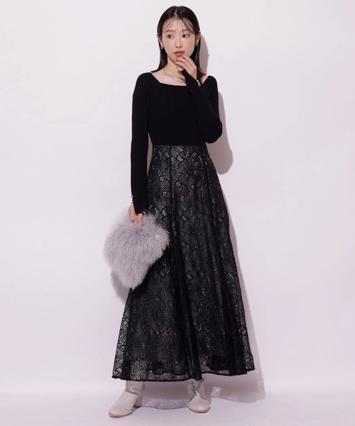 Mystrada(マイストラーダ)の「コードレースドッキングワンピース(ワンピース・レディース・ベージュ系その他/ブラック/ピンクベージュ・36/38)」の16枚目の写真