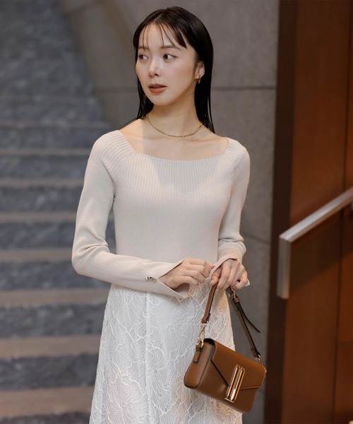 Mystrada(マイストラーダ)の「コードレースドッキングワンピース(ワンピース・レディース・ベージュ系その他/ブラック/ピンクベージュ・36/38)」の22枚目の写真