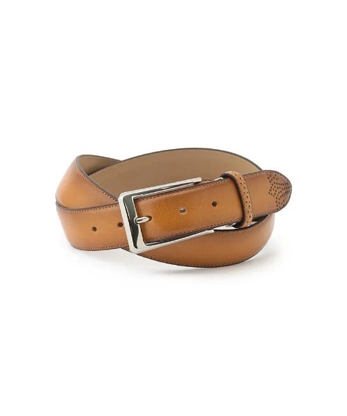 Perfect Suit FActory(パーフェクトスーツファクトリー)の「カーブメダリオンベルト【本革】 ブラック/ブラウン/ダークブラウン/ベージュ(ブラック)(ベルト・メンズ・ブラック/ブラウン/ダークブラウン/ベージュ・FREE)」の1枚目の写真