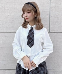 an another angelus | 【セットアップ対応】チェックネクタイ付きペプラムシャツ(シャツ/ブラウス)