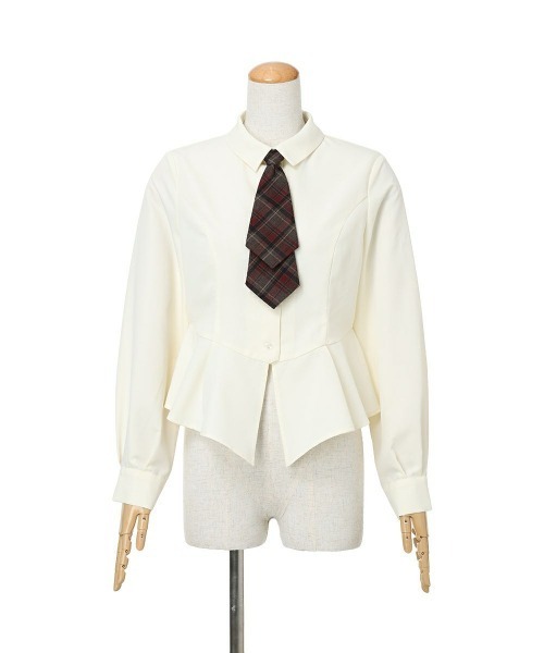 an another angelus（アンアナザーアンジェラス）の「【セットアップ対応】チェックネクタイ付きペプラムシャツ/fint フィント（シャツ/ブラウス・レディース・アイボリー/オフホワイト・FREE）」の15枚目の写真